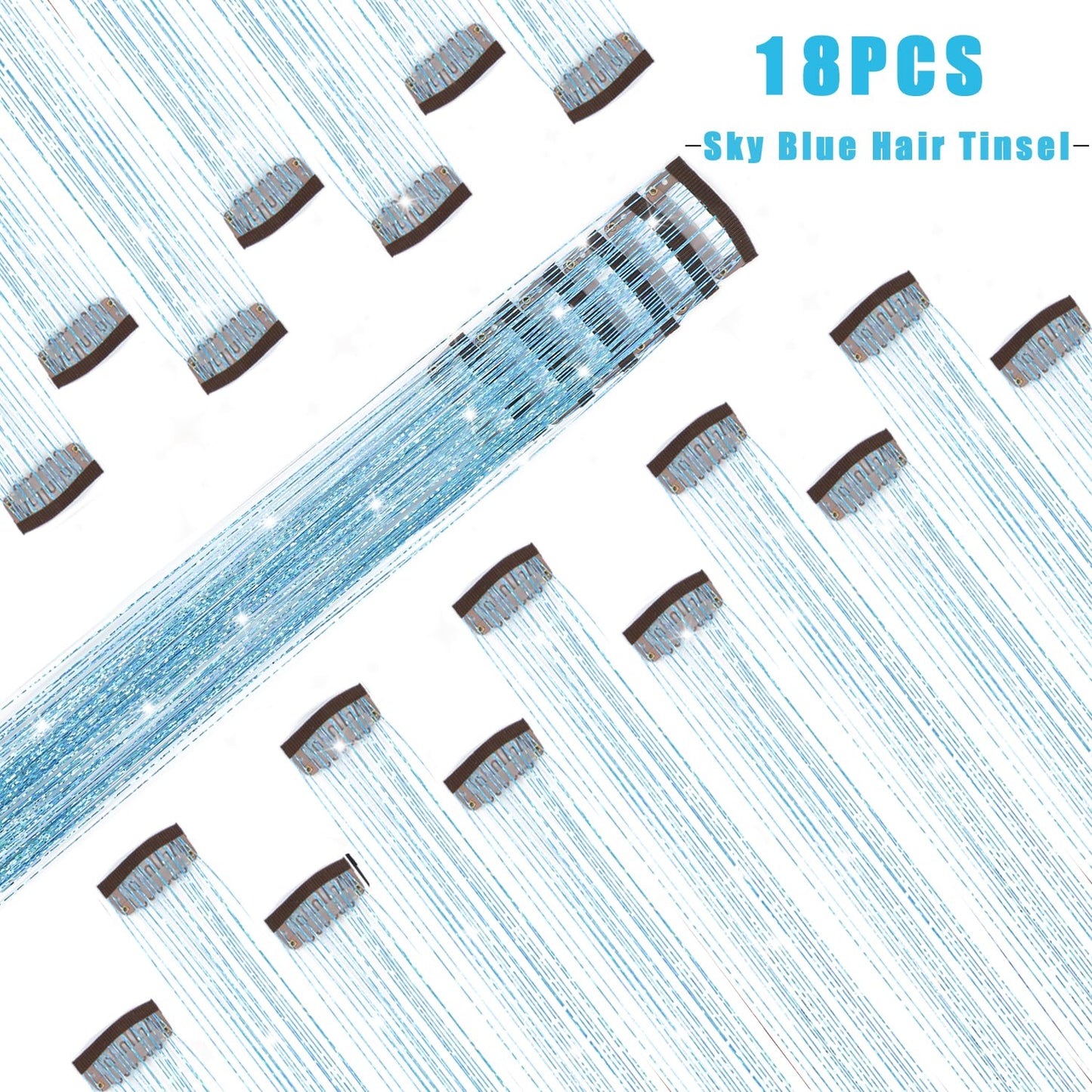 Varche™ — Extensions à clips Rainbow Hair Tinsel pour des reflets scintillants 