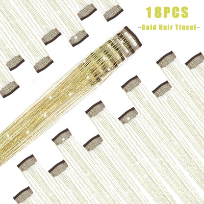 Varche™ — Extensions à clips Rainbow Hair Tinsel pour des reflets scintillants 