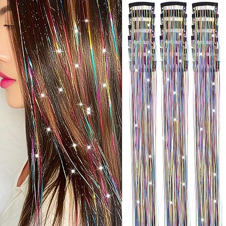 Varche™  — Rainbow Hair Tinsel Clip-In Extensions for Sparkling Highlights