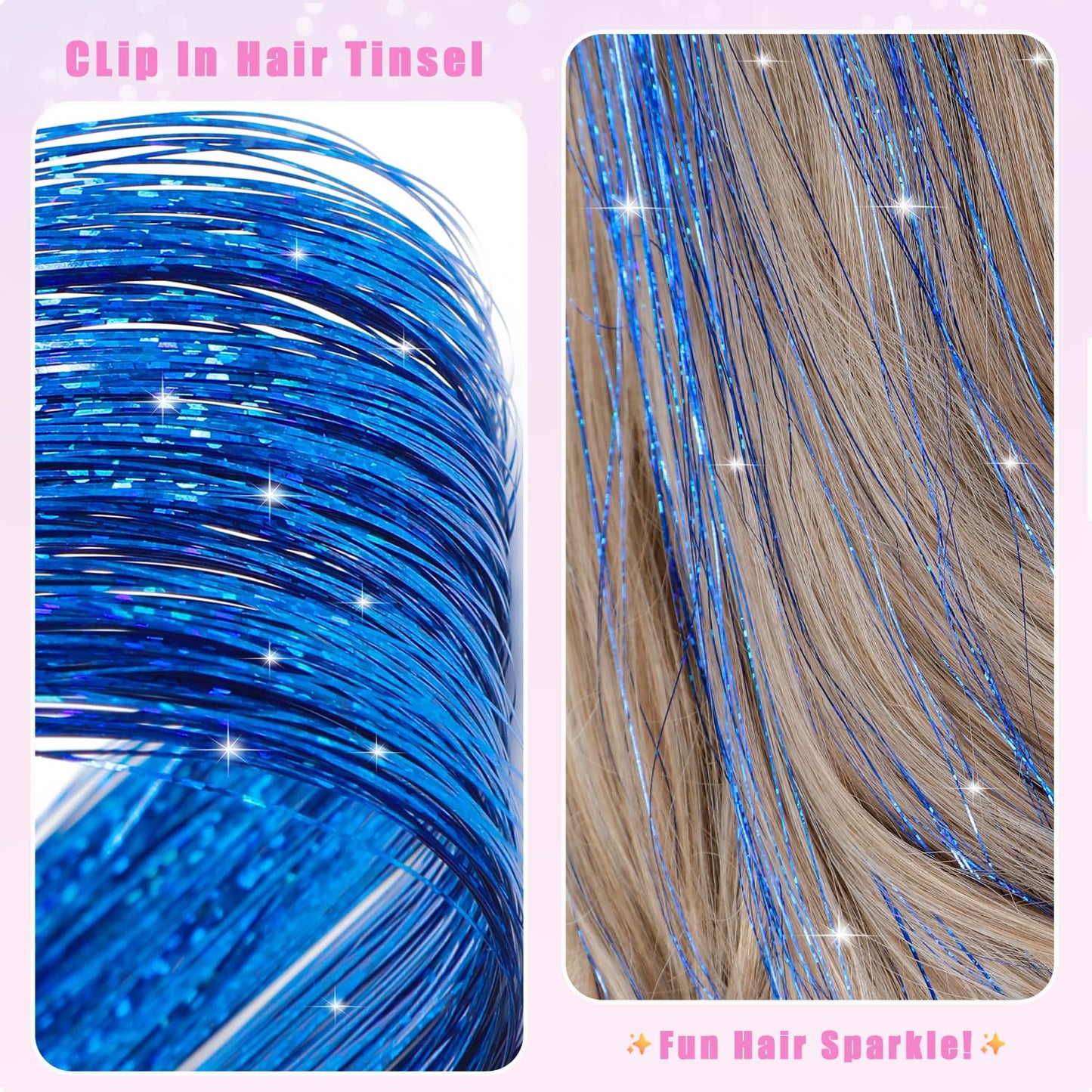 Varche™ — Extensions à clips Rainbow Hair Tinsel pour des reflets scintillants 