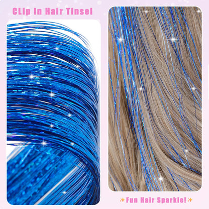 Varche™ — Extensions à clips Rainbow Hair Tinsel pour des reflets scintillants 