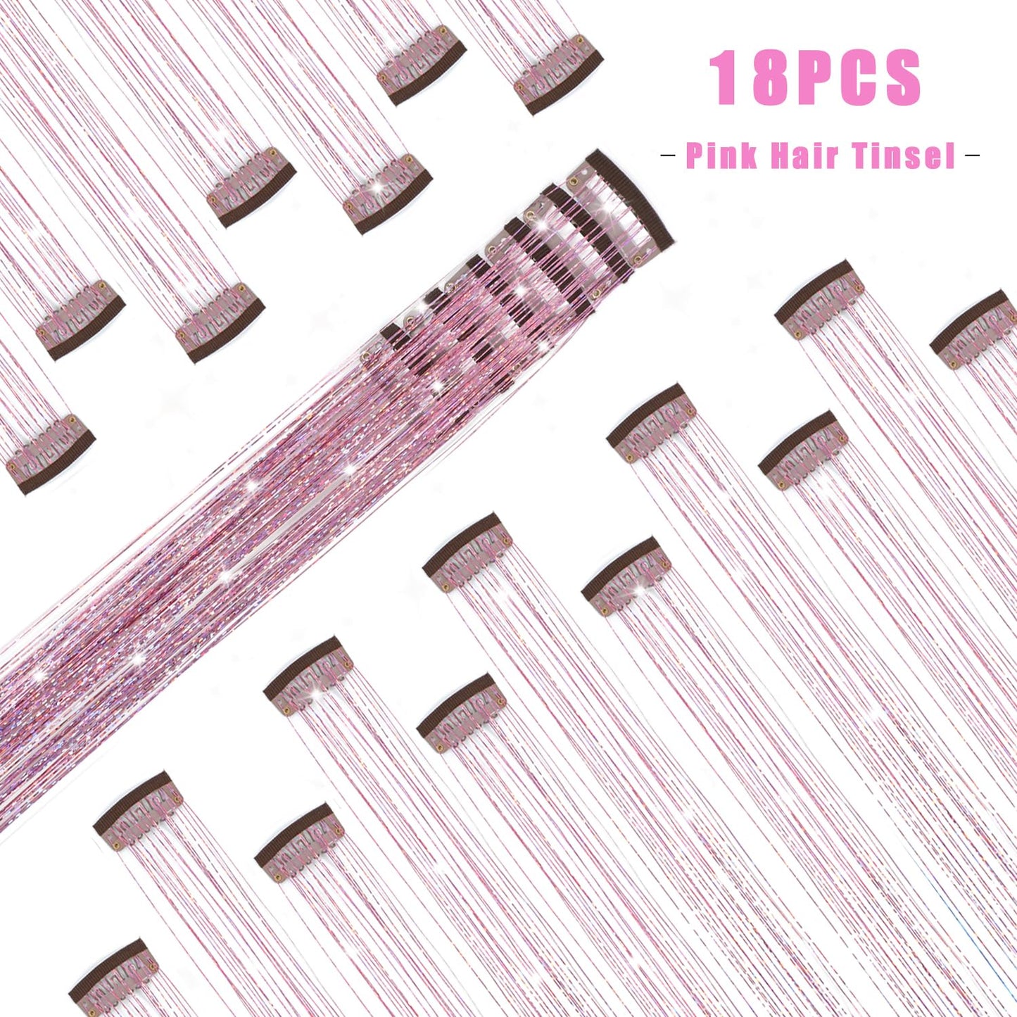 Varche™ — Extensions à clips Rainbow Hair Tinsel pour des reflets scintillants 