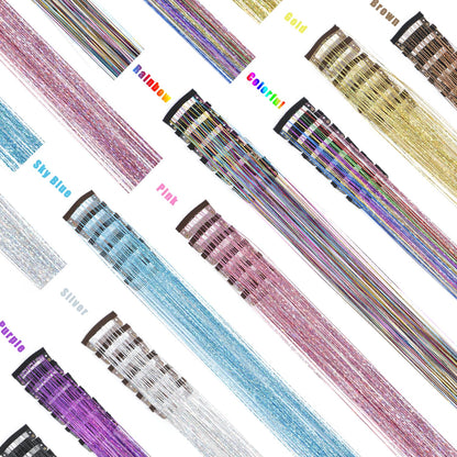 Varche™ — Extensions à clips Rainbow Hair Tinsel pour des reflets scintillants 