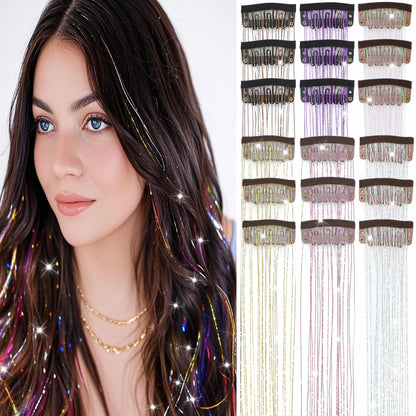 Varche™ — Extensions à clips Rainbow Hair Tinsel pour des reflets scintillants 