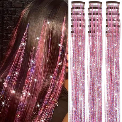 Varche™ — Extensions à clips Rainbow Hair Tinsel pour des reflets scintillants 