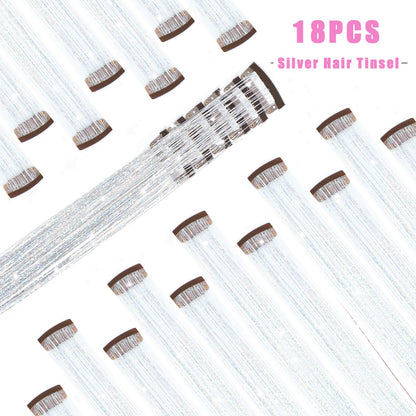 Varche™ — Extensions à clips Rainbow Hair Tinsel pour des reflets scintillants 