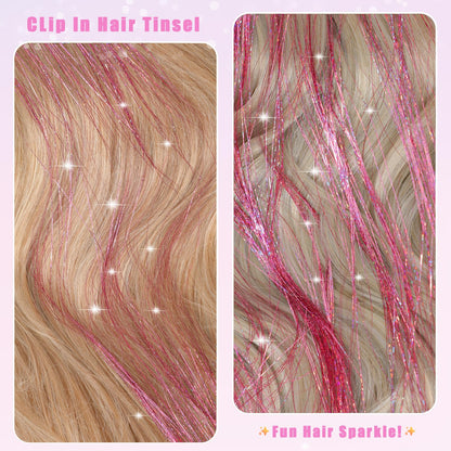 Varche™ — Extensions à clips Rainbow Hair Tinsel pour des reflets scintillants 