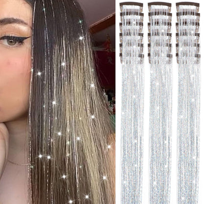 Varche™ — Extensions à clips Rainbow Hair Tinsel pour des reflets scintillants 