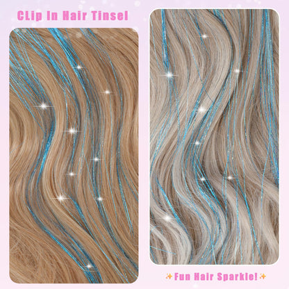 Varche™ — Extensions à clips Rainbow Hair Tinsel pour des reflets scintillants 