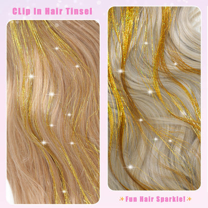 Varche™ — Extensions à clips Rainbow Hair Tinsel pour des reflets scintillants 