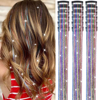 Varche™ — Extensions à clips Rainbow Hair Tinsel pour des reflets scintillants 