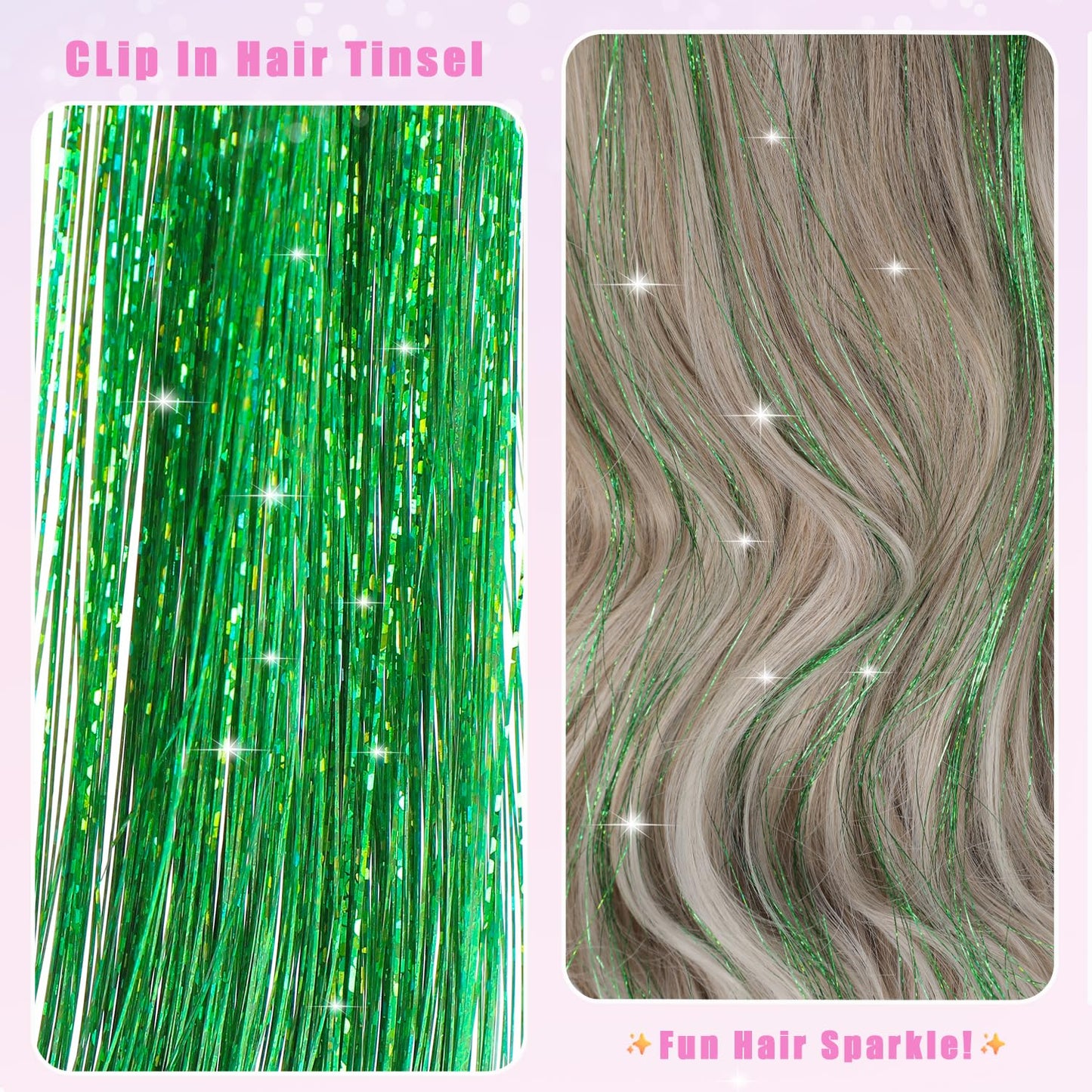 Varche™ — Extensions à clips Rainbow Hair Tinsel pour des reflets scintillants 